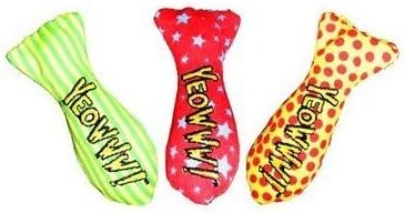 Yeowww 100% Organic Catnip Stinkies Sardines, 3 multi-colored, 3 inches long, no fillers