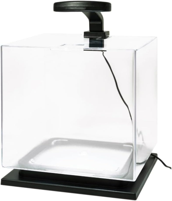 Tetra 3-gallon cube-shaped aquarium kit with pedestal base, LED light, and filter for small tropical fish
