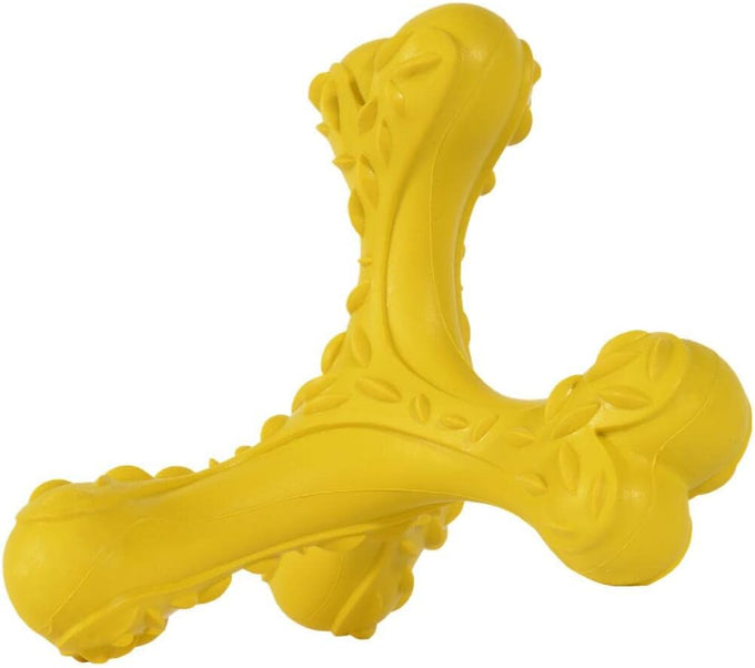 Blue Indestructible Natural Rubber Bone Toy for Large Breed Aggressive Chewers Dogs, Durable and Easy Cleaning