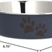 loving pets bella stainless steel dog & cat bowls - spill proof medium 20-35 lbs blueberry