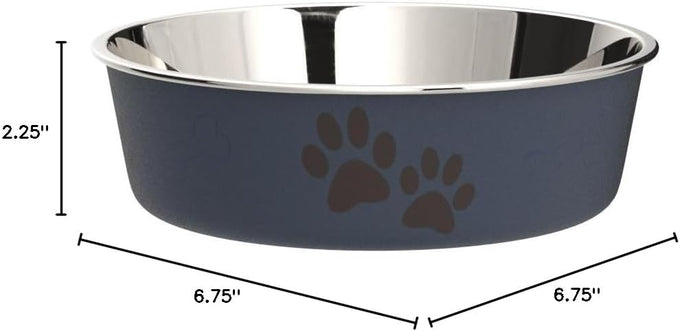 loving pets bella stainless steel dog & cat bowls - spill proof medium 20-35 lbs blueberry