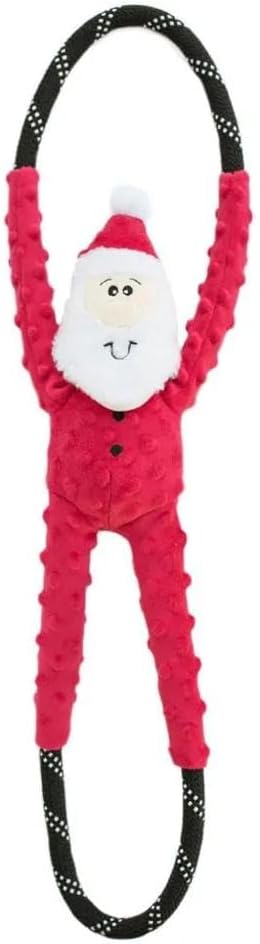 ZippyPaws Red Monkey RopeTugz Durable Dog Pull Rope Toy for Large Medium Small Dogs Squeaky Interactive