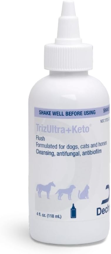 TrizULTRA+Keto Flush for Cats, Dogs, and Horses - 4 oz Multi Cleansing Ear Flush Made in USA