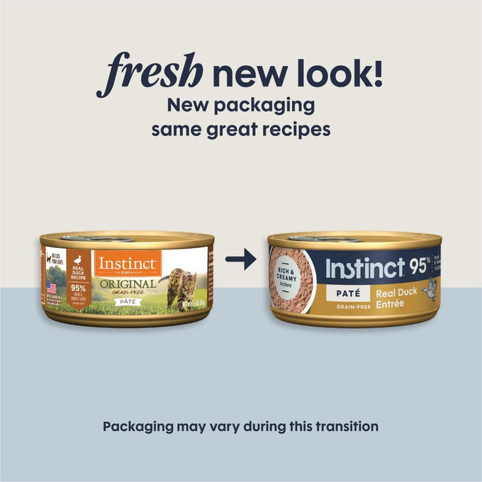 Instinct grain-free, high-protein, real duck wet cat food, 5.5 oz cans, pack of 12, USA made