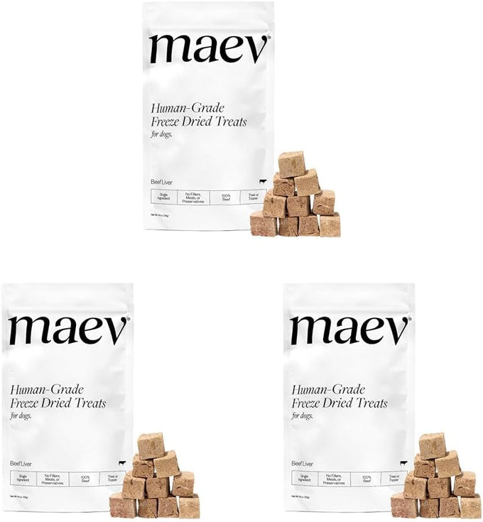 Maev 100% USDA Certified Single-Ingredient Freeze Dried Raw Beef Liver Dog Treats for Training & Sensitive Diets