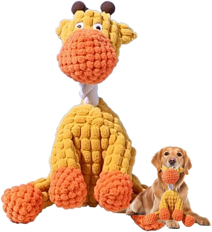 Brown Durable Dog Stuffed Toy for Aggressive Chewers, Interactive Squeaky Teething Toy for Small Medium Large Dogs Puppy