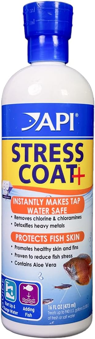 API Stress Coat Aquarium Water Conditioner 16-Ounce Bottle Tap Water Safe for Fish