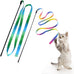 Lasocuhoo 2-pack Interactive Cat Teaser Wand String Ribbon Rainbow Charmer for Cats and Kittens