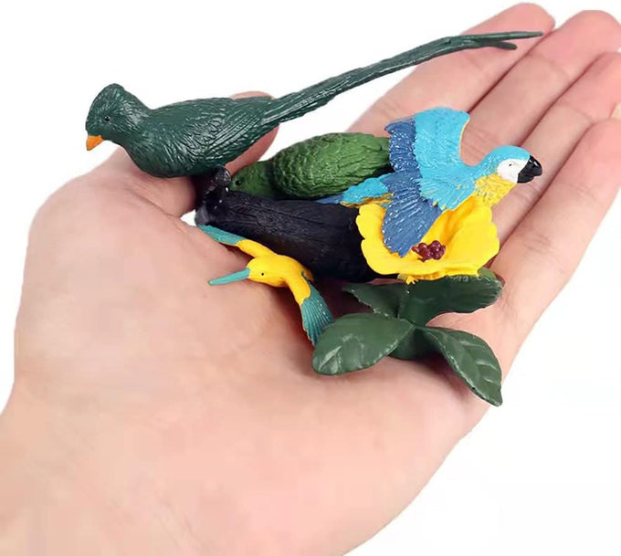10-piece plastic parrot model toys, flamingo bird figurine collectibles, kid-friendly educational playset