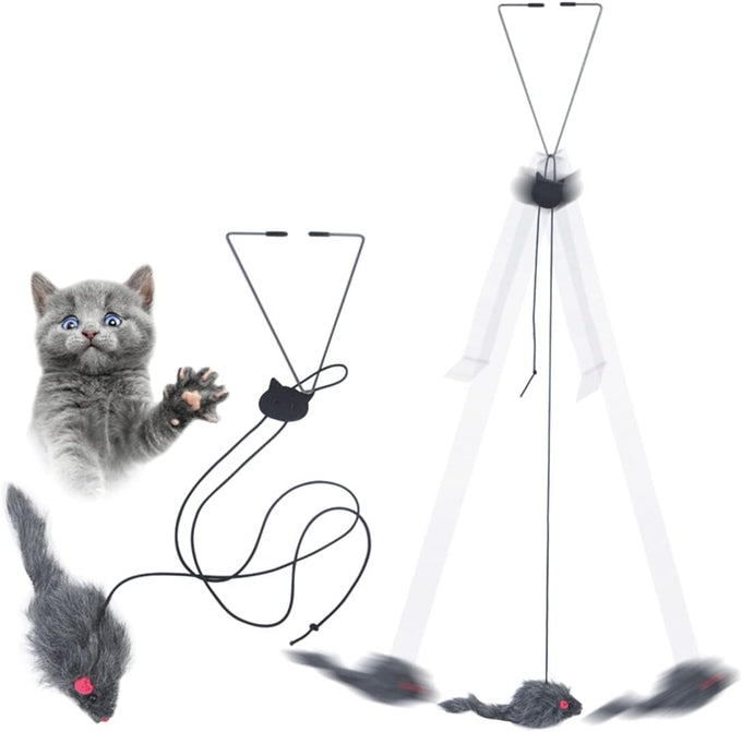 Kalimdor Retractable Interactive Cat Toys, Teaser Toy for Indoor Cats Kitten Play Chase Exercise (2 Pack)
