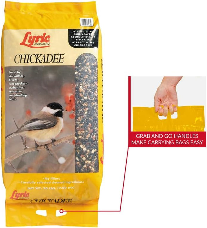 Lyric Chickadee Wild Bird Seed - 20 lb Bag - Sunflower & Nut Premium Wild Bird Seed for Chickadees and Outside Feeders