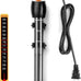 Orlushy Submersible Heater for Saltwater, Freshwater Aquariums with Thermometer, Adjustable and Durable