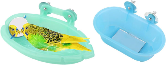 Wontee Bird Bath Mirror Toy for Small Breeds Parrot Canary Budgies Parakeets