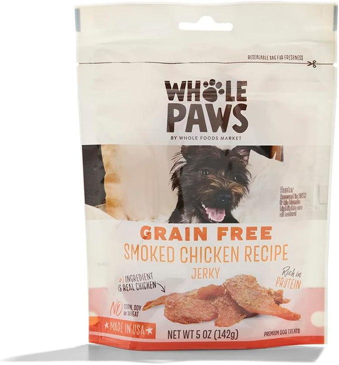 Whole Paws Grain-Free Jerky Dog Treats Roasted Duck Recipe 5 Ounce Made in USA
