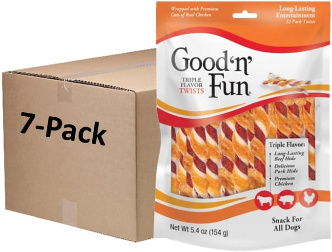 Good 'N' Fun Triple Flavor Real Chicken Jerky Dog Chews, 22-Count
