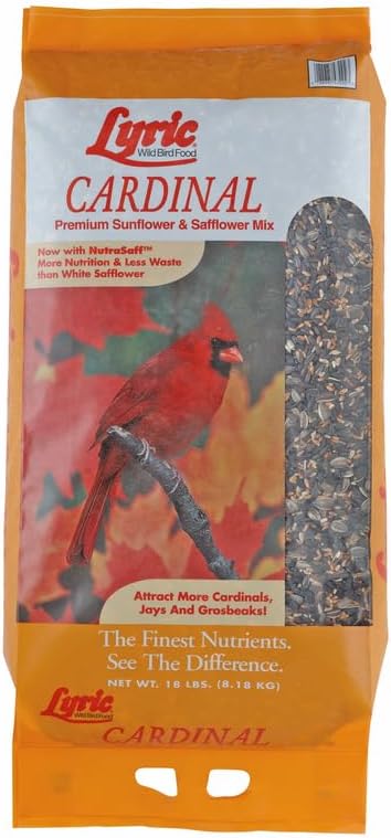 cardinal wild bird seed mix with premium sunflower and safflower seeds 18 lb bag