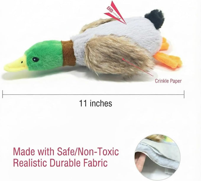 Paw-PERFECT Mallard Duck Squeaky Plush Toy for Small/Medium Size Dogs, Soft Durable Material, Crinkle Wings