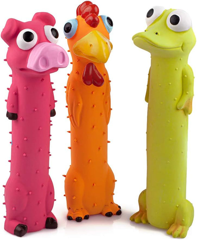 chiwava 3 pack 9 inch squeaky latex dog toys for small medium dogs interactive play