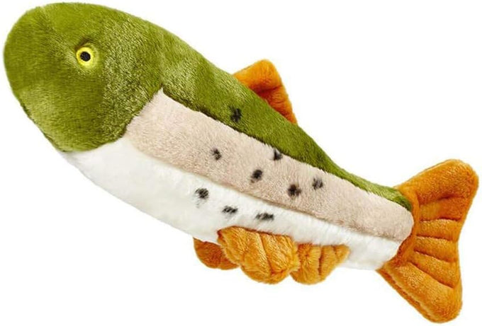 Fluff & Tuff Ruby Rainbow Trout Large Ultra-Plush Dog Toy, 14 Inches Long, Durable Tuffweb Mesh Liner