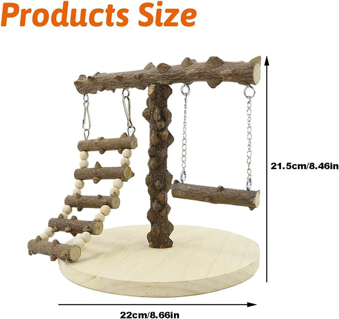 Natural Wood Bird Perch Stand for Small to Medium Size Parrots, Portable Training Perch