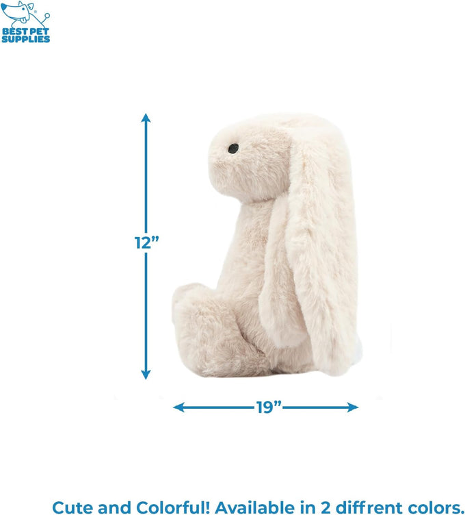 Best Pet Supplies Interactive Squeaky Dog Chew Toy for Small, Medium & Large Dogs, Fetch Lovers - Bunny (Beige), Large