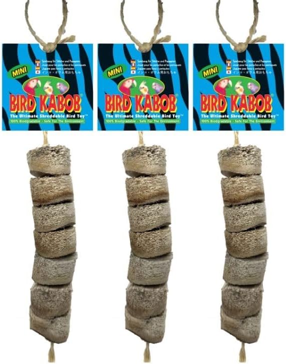 Wesco Bird Kabob Mini 3 Pack Parrot Toys Soft Fibrous Pithy Wood Biodegradable Foot Toy
