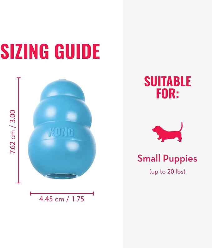 Kong puppy natural rubber soft chew toy for small puppies blue color gentle on teeth