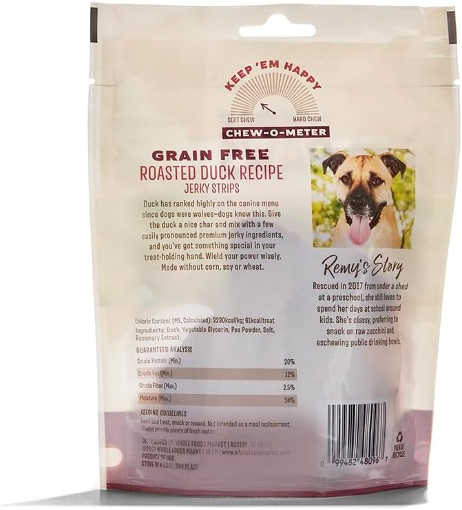 Whole Paws Grain-Free Jerky Dog Treats Roasted Duck Recipe 5 Ounce Made in USA