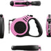 petimp lightweight 16ft retractable dog leash set with pink folding bowl and accessories