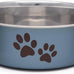 loving pets bella stainless steel dog & cat bowls - spill proof medium 20-35 lbs blueberry