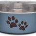 loving pets bella stainless steel dog & cat bowls - spill proof medium 20-35 lbs blueberry