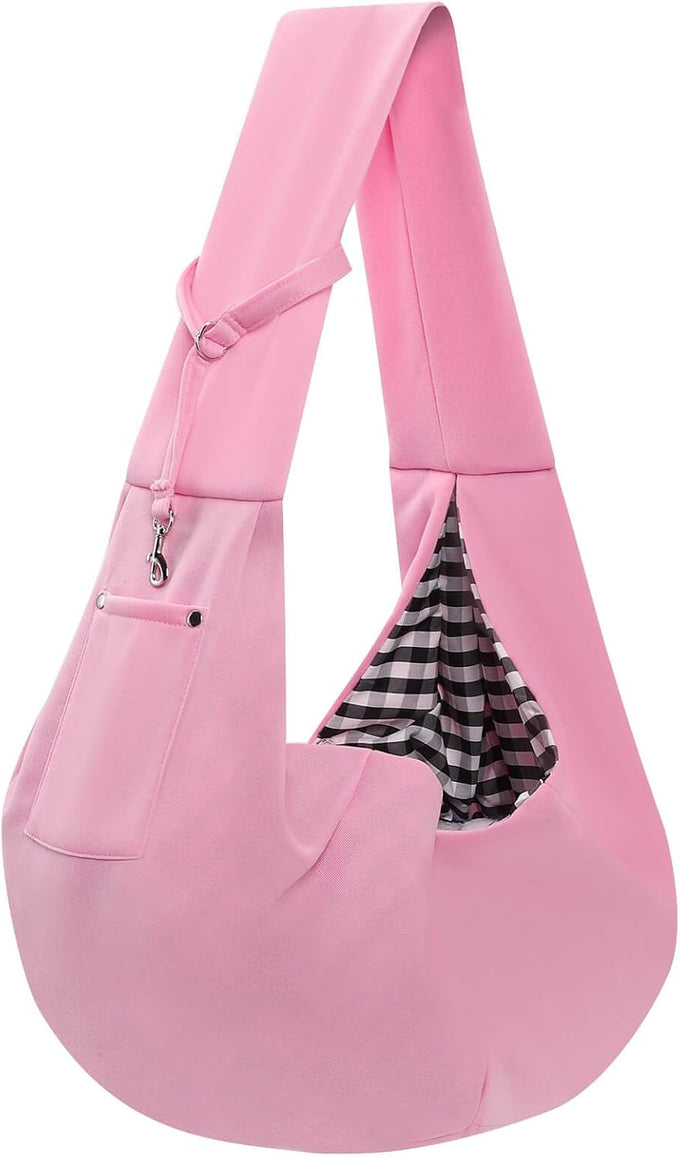 Gray Reversible Dog Carrier Sling with Storage Pocket for Small Dogs and Cats, 21 x 12 inches, 12 pounds