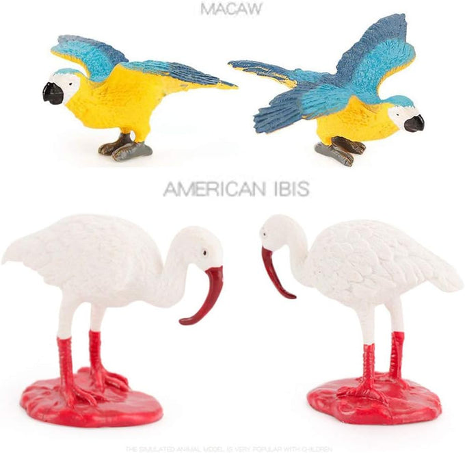 10-piece plastic parrot model toys, flamingo bird figurine collectibles, kid-friendly educational playset