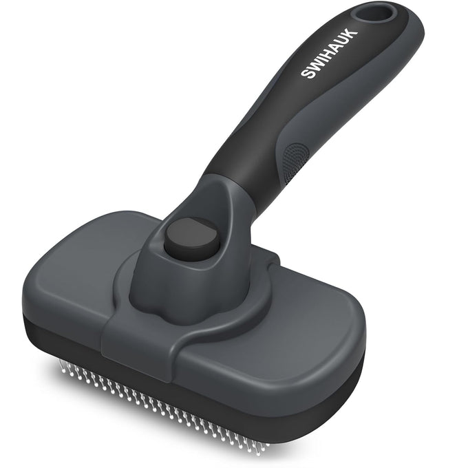 swihauk self-cleaning slicker brush for dogs and cats, skin-friendly deshedding grooming tool with pet supplies accessories, blue