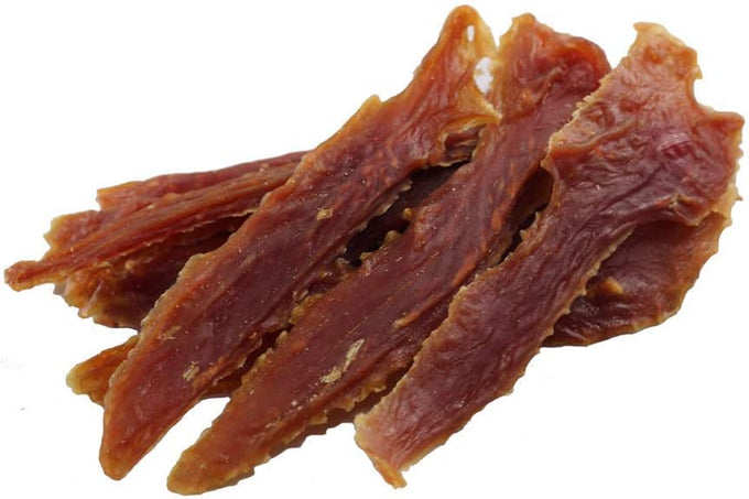Solimo Amazon brand duck jerky dog treats, 2 pounds, no corn, wheat, soy or gluten