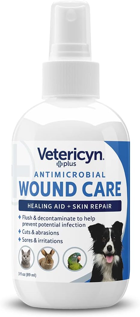 Vetericyn Plus 3-ounce Dog Wound Care Spray, Healing Aid and Skin Repair for Animals, pH-balanced and Non-toxic