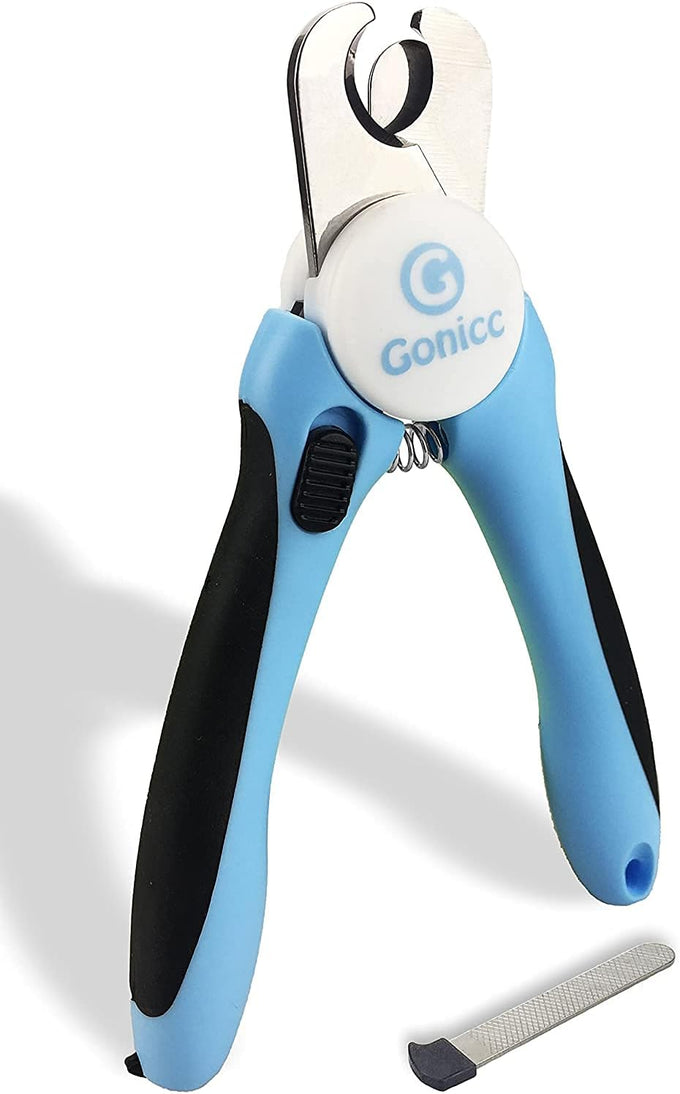 gonicc professional pet nail clippers for large dogs with safety guard and razor sharp blade