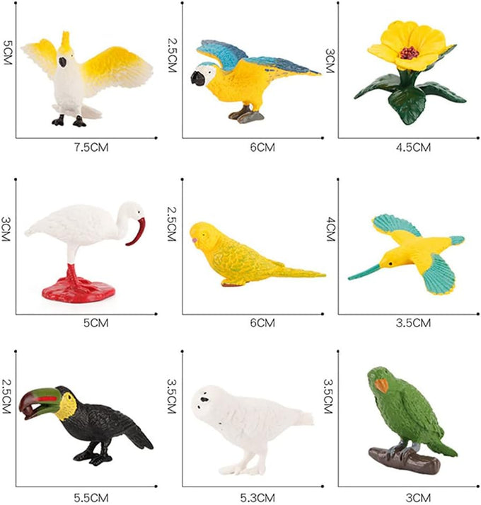 10-piece plastic parrot model toys, flamingo bird figurine collectibles, kid-friendly educational playset