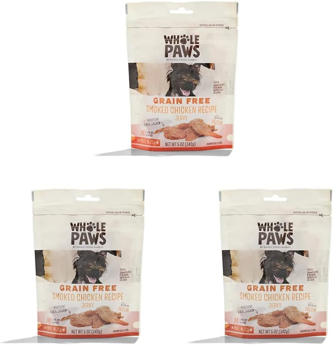 Whole Paws Grain-Free Jerky Dog Treats Roasted Duck Recipe 5 Ounce Made in USA