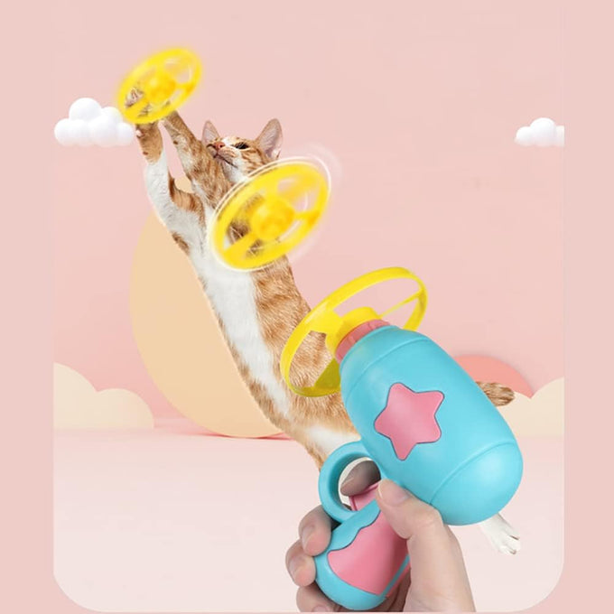 cat fetch toys with colorful flying propellers for kitten training and play