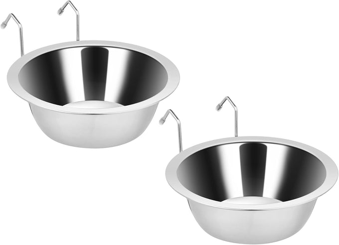 Fri4Free 2PCS stainless steel hanging kennel water bowls for small dog cage accessories