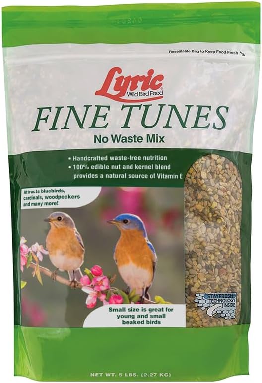 Lyric Fine Tunes Wild Bird Seed Mix for Outside Feeders - 5 lb Bag - Attracts Bluebirds, Finches, Chickadees & More