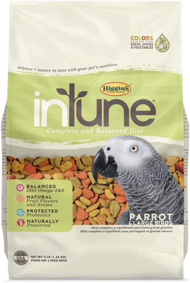higgins 2 pack of intune complete and balanced diet parrot food 3 pounds each in usa made