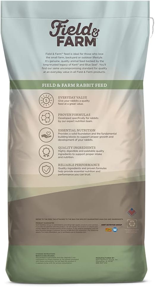Blue Seal Field & Farm 16 Complete Rabbit Feed, 25 Pound Bag, Premium Pellets for All Rabbit Types, Quality Ingredients