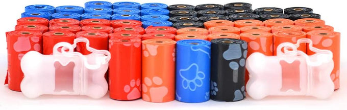 Thick Plastic Dog Poop Bags for Outdoor Puppy Walking and Travel, Leak Proof and Tear Resistant, 150 Assorted Bags