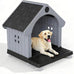 Vixzen grey small dog resin material doghouse outdoor indoor weatherproof pet shelter with air vents easy assembly