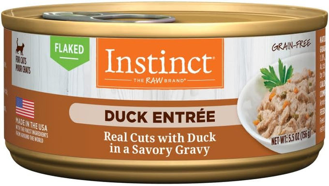 Instinct Flaked Entrée Wet Canned Cat Food Duck 5.5 Ounce Pack of 12 Grain Free High Protein