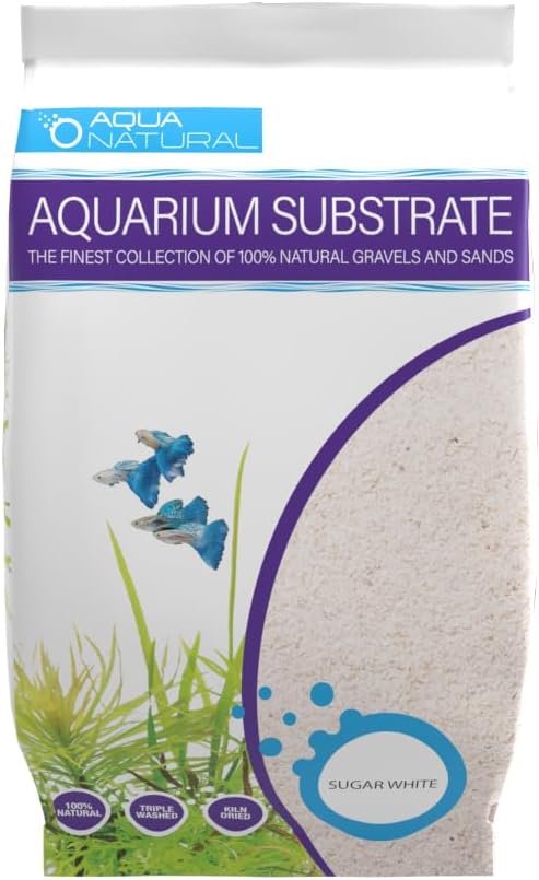 Aqua Natural Sugar White Sand 10lb Substrate for Aquascaping Aquariums and Terrestrial Environments