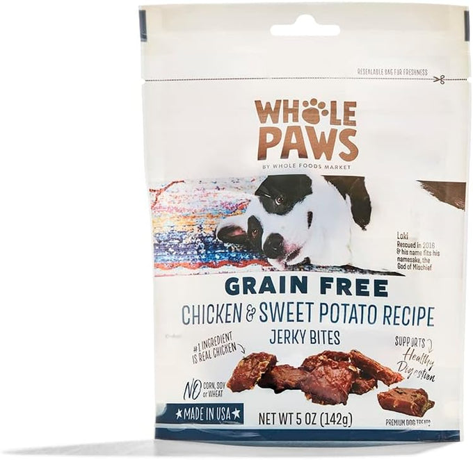 Whole Paws Grain-Free Jerky Dog Treats Roasted Duck Recipe 5 Ounce Made in USA