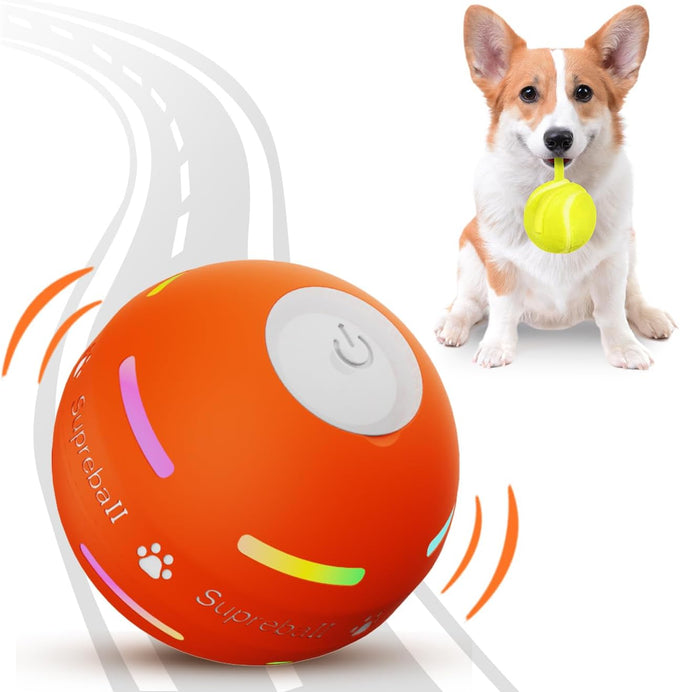 PetDroid Interactive Dog Toys Durable Orange Dog Ball, Small to Large Dogs, USB Rechargeable